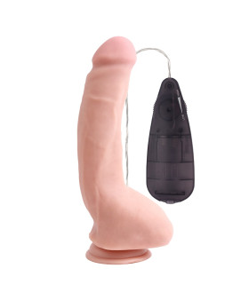 Вібратор реалістичний на присосці Chisa Real Feel 9.9 inch з дротовим пультом, бежевий, 23.5 х 4.2 см - No Taboo