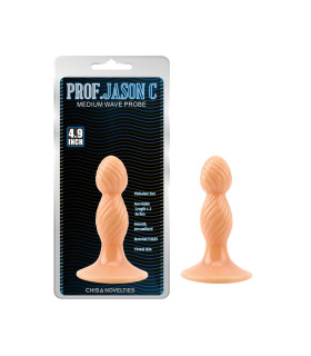 Анальная пробка рельефная Chisa Prof Jason бежевая, 12.5 х 3.4 см - No Taboo