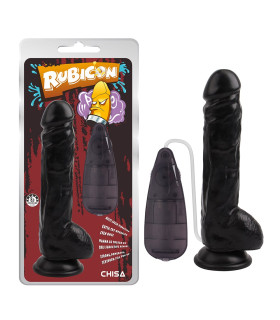 Вибратор реалистичный на присоске Chisa Rubicon с проводным пультом, черный, 22.5 х 4.2 см - No Taboo