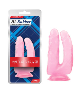 Фалоімітатор подвійний на присосці, Chisa рожевий, 18.5 х 3.5 х 16.5 х 3 см - No Taboo