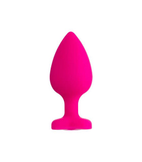 Анальная пробка со стразом в форме сердца, L, розовая, 9.5 х 4 см - No Taboo