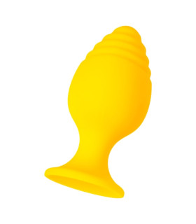 Анальна пробка рельєфна на присосці жовта, 7.5 х 3.5 см - No Taboo