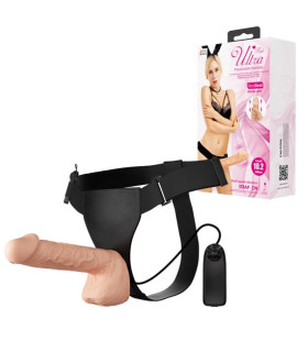 Страпон гигантский Baile Ultra с вибрацией и пультом, бежевый, 26 х 5.5 см - No Taboo