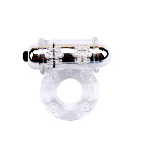Эрекционное кольцо с вибрацией, рельефное Chisa прозрачное, 1.5 см - No Taboo