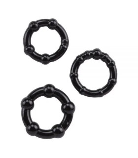 Набір ерекційних кілець із рельєфом Chisa чорні, різного розміру - No Taboo
