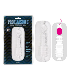 Мастурбатор нереалистичный Palm Stroker No.4 с отверстием для вибропули, прозрачный, 12.5 см х 5.3 см - No Taboo