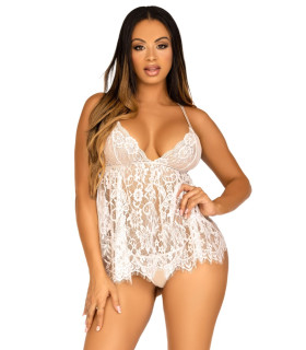 Сексуальный пеньюар Leg Avenue, S, кружевной, белый - No Taboo