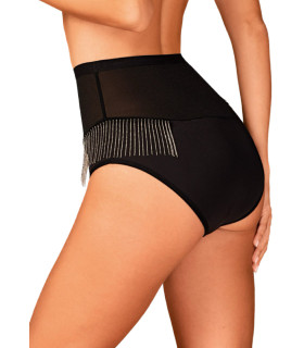 Сексуальные трусики Obsessive Milladis, XS/S, полупрозрачные, с блестящей бахромой, черные - No Taboo