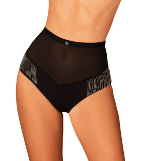 Сексуальные трусики Obsessive Milladis, XS/S, полупрозрачные, с блестящей бахромой, черные - No Taboo