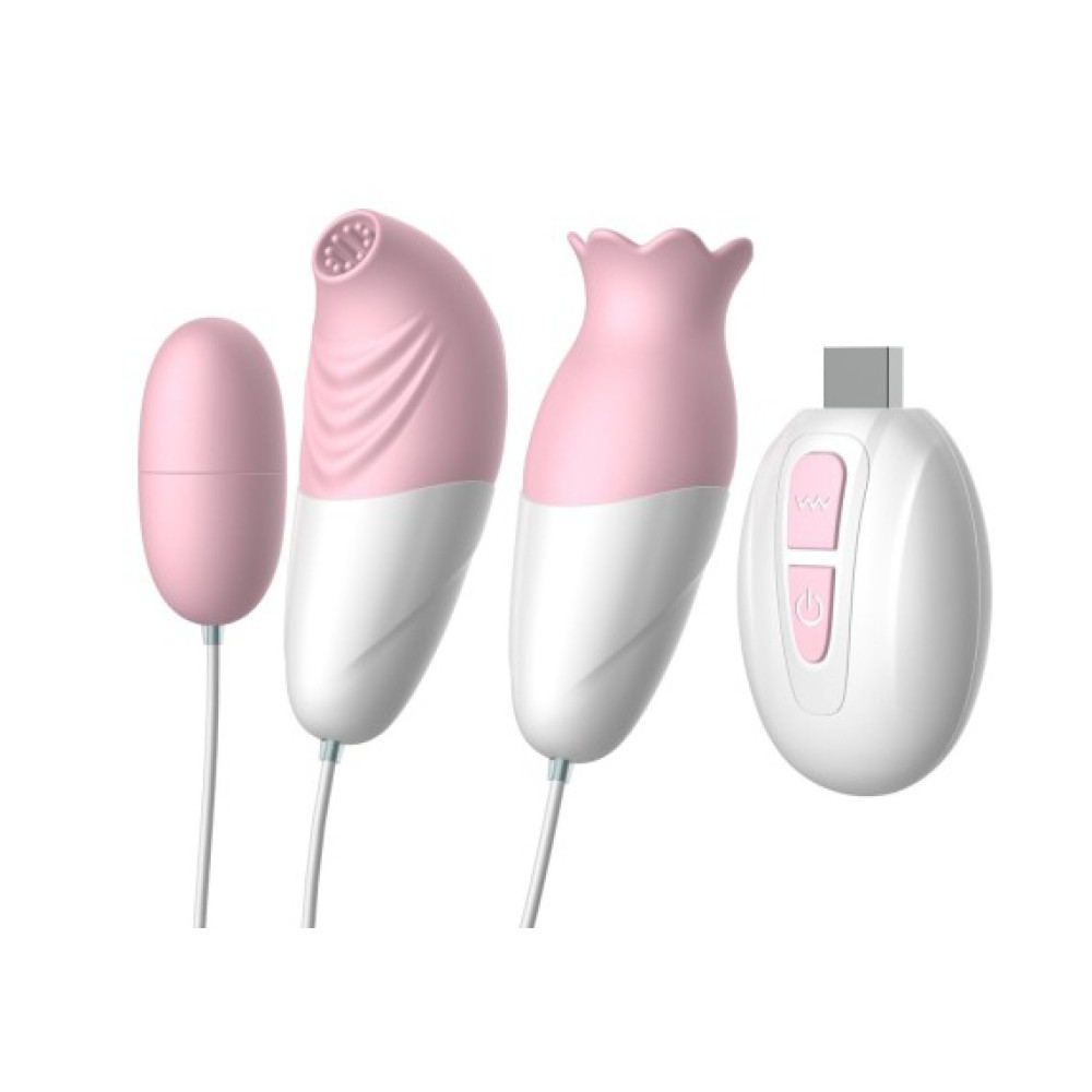 Набор вибраторов Boss Series 3 IN 1 Love Eggs Suits с пультом управления, розовый (207154), zoom