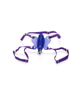 Вибратор-бабочка для клитора California Exotic, на ремнях, фиолетовый, 8 х 8 см - No Taboo