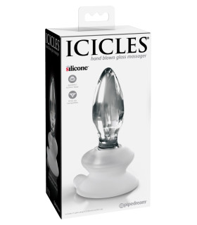 Анальная пробка на присоске Icicles No. 91 стеклянная, прозрачная, 10 х 3.5 см - No Taboo