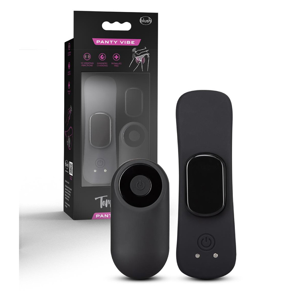 Вибратор в трусики Blush Temptasia с дистанционным пультом, черный, 9.5 х 3.1 см (205845), zoom