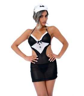 Эротический костюм горничной Daring Intimates, S/M, 2 элемента, черно-белый - No Taboo