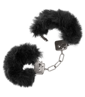 Наручники з хутром, металеві California Exotic, чорні - No Taboo