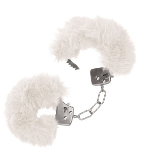 Наручники з хутром, металеві California Exotic, білі - No Taboo