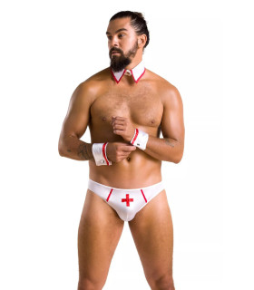 Костюм сексуального медбрата Passion Men Gregory, L/XL, белый - No Taboo