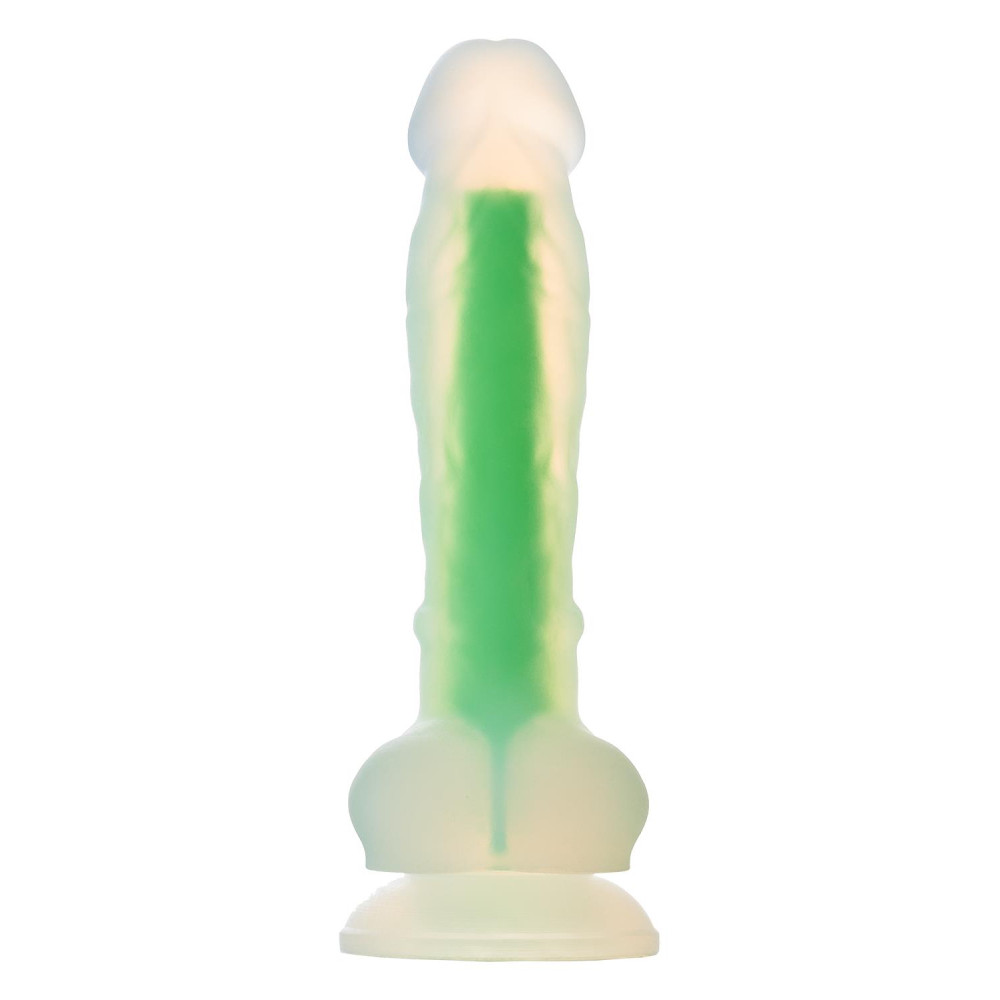 Фалоімітатор реалістичний Dream Toys, що світиться, на присосці, зелений, 17 х 3.5 см (205689), zoom