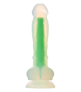  Фаллоимитатор реалистичный светящийся Dream Toys на присоске, зеленый, 17 х 3.5 см - No Taboo