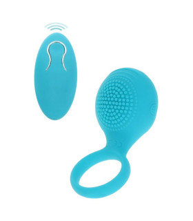 Вибро-эрекционное кольцо с рельефным стимулятором Toy Joy с дистанционным пультом голубое, 8.2 х 3.5 см - No Taboo