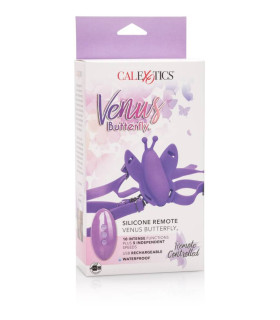Вибратор для клитора бабочка с пультом CalExotics на ремешках, фиолетовая, 9 х 7.5 см - No Taboo