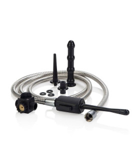 Набір анальний душ із 3 насадками CalExotics зі шлангом та регулятором, чорний - No Taboo