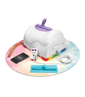 Секс-машина смарт The Unicorn Premium Riding с вибрацией и ротацией, с 2 насадками, белая - No Taboo