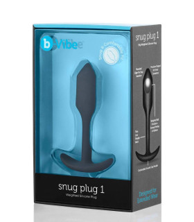 Анальна пробка із зміщеним центром ваги, S, B-vibe Snug Plug 1 чорна, 8.6 х 2.2 см - No Taboo