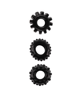 Набор эрекционных колец с рельефом Chisa GK Power, черный, 1.6 см, 3 шт - No Taboo