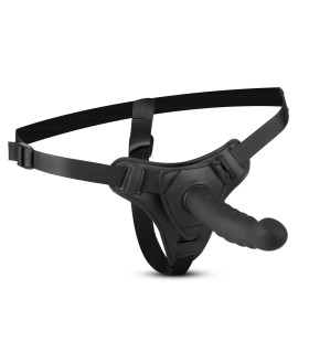 Страпон на ремнях Easytoys с волнистой насадкой, черный, 14.5 х 2.9 см - No Taboo