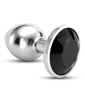 Анальная пробка с черным камнем, S, Crushious Bijou серебряная, 6 х 2.7 см - No Taboo