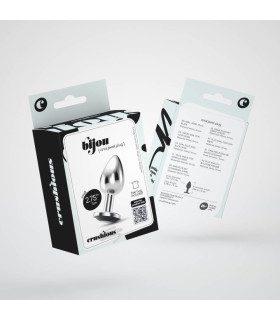 Анальная пробка с черным камнем, S, Crushious Bijou серебряная, 6 х 2.7 см - No Taboo