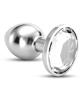 Анальная пробка с прозрачным камнем, S, Crushious Bijou серебряная, 6 х 2.7 см - No Taboo