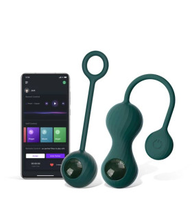Вагинальные шарики с подключением к приложению Magic Motion Set Bolas Crystal Duo Smart Kegel зеленые - No Taboo