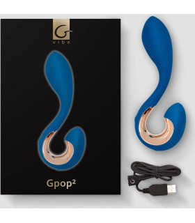 Вибратор для точек G и P Gpop2 синий, 12.5 х 2.8 см - No Taboo