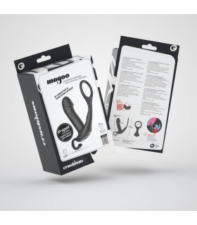 Масажер простати з фрикціями, з ерекційним кільцем Crushious Magoo з пультом, чорний, 14 х 3.7 см - No Taboo