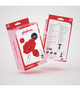 Анальная пробка роза с вибрацией и ротацией Crushious Giulietta Rotating с дистанционным пультом, красная, 7.7 х 3.5 см - No Taboo