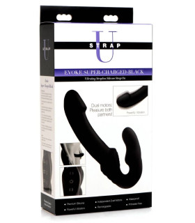 Безремневий страпон з вібрацією Evoke Vibrating Strapless Strap-On, чорний, 24.7 х 4 см - No Taboo