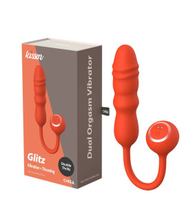 Вибратор с фрикциями рельефный нереалистичный Glitz Chisa Kissen оранжевый, 26.8 х 4.5 см - No Taboo