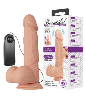 Вибратор реалистичный на присоске с проводным пультом Pretty Love бежевый, 22.8 х 4.6 см - No Taboo