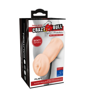 Мастурбатор вагін реалістичний з вібрацією Crazy Bull бежевий, 14 х 4.6 см - No Taboo