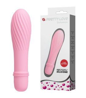 Мини-вибратор рельефный Solomon Pretty Love нежно-розовый, 12 х 2.9 см - No Taboo