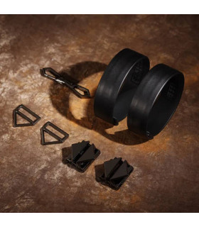 Наручники з фіксаторами та карабінами Lockink шкіра, чорні - No Taboo