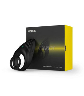 Вібро-ерекційне кільце Nexus Enhance з петлею на мошонку, з рельєфним стимулятором, чорне, 6 х 4.1 см - No Taboo