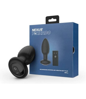 Анальная пробка с вибрацией рельефная с дистанционным пультом Nexus Tornado черная, 9.6 х 3.3 см - No Taboo