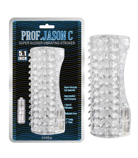 Мастурбатор нереалистичный с вибрацией Prof Jason Chisa прозрачный, 14.5 х 5.6 см - No Taboo