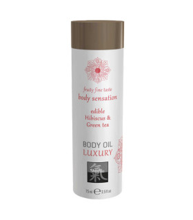 Массажное масло съедобное HOT Body Oil Luxury со вкусом гибискуса и зеленого чая, 75 мл - No Taboo