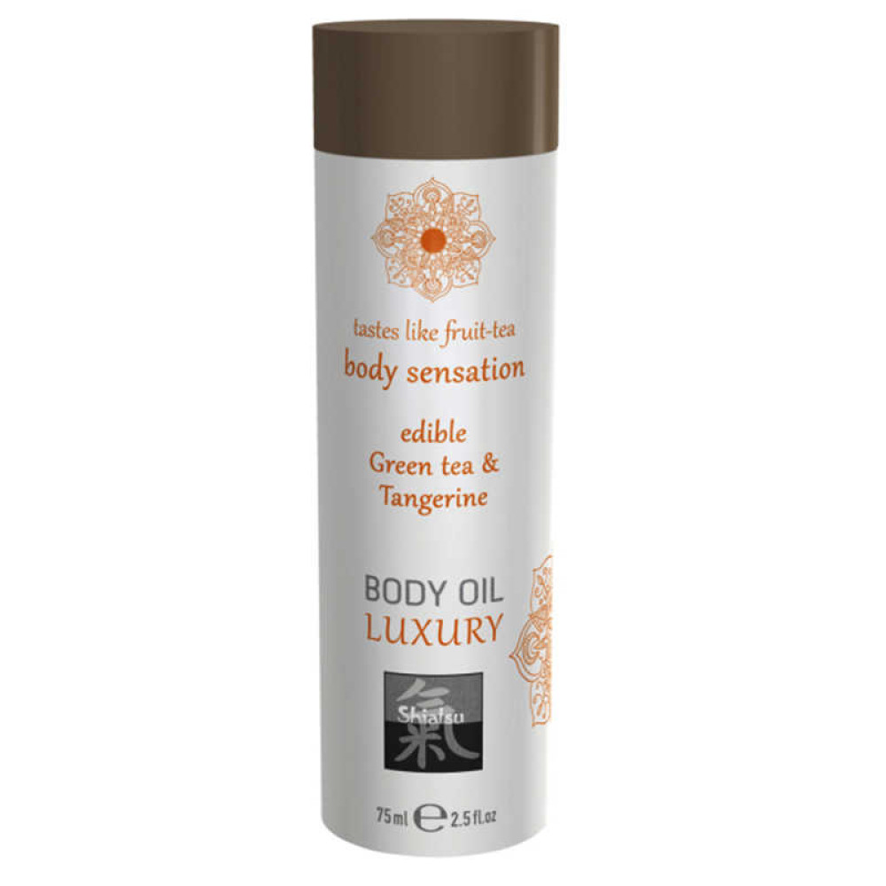 Масажна олійка їстівна HOT Body Oil Luxury зі смаком зеленого чаю та мандарина, 75 мл (38053), zoom