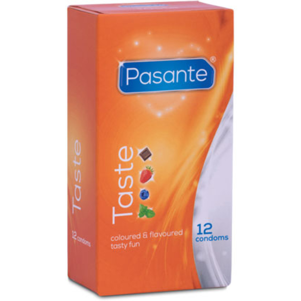 Гумки Pasante Taste Condoms, 12 шт, з різними смаками (214333), zoom