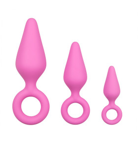 Набор анальных пробок Pink Buttplugs With Pull Ring - Set, розовый - No Taboo